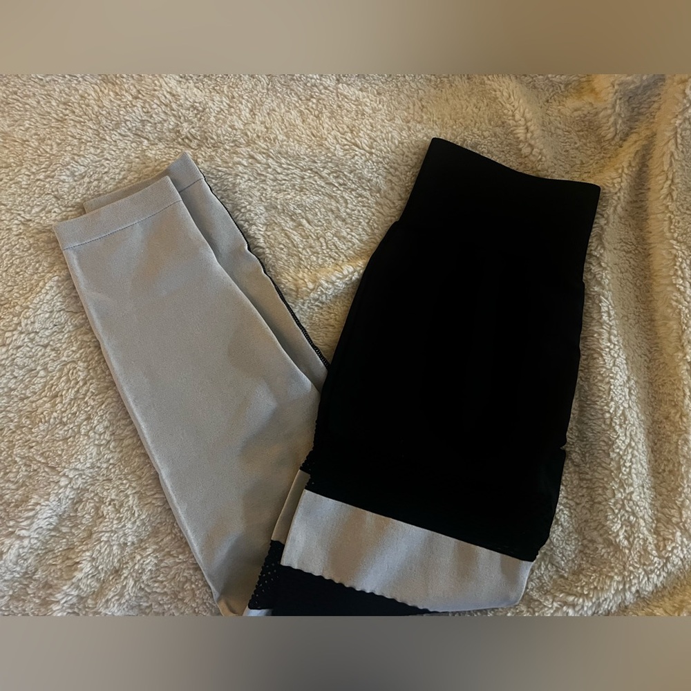 Black and Gray Leggings NWT size large 2 for $10